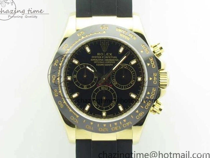 Daytona 1:1 Clone 116518 LN YG Dial Best Black ARF Rubber A4130 On Strap Super Edition 0303